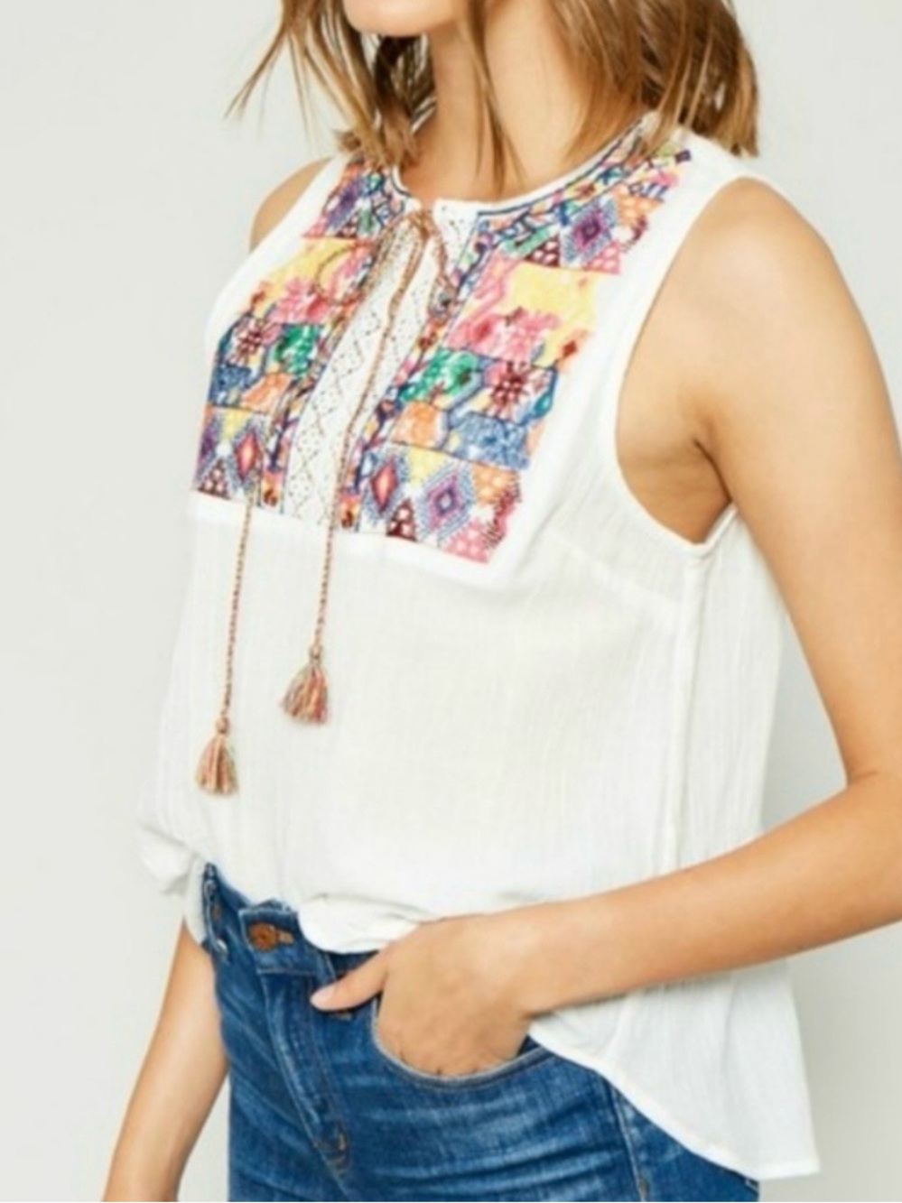 Embroidered Multi-Color Sleeveless Top HAYDEN